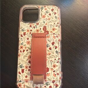 Floral Design Phone Case with Stand - Red and White